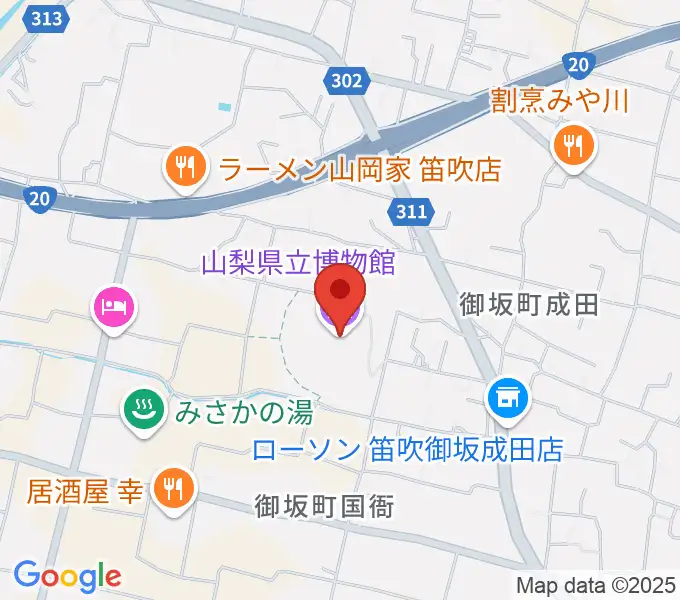 山梨県立博物館 かいじあむの地図