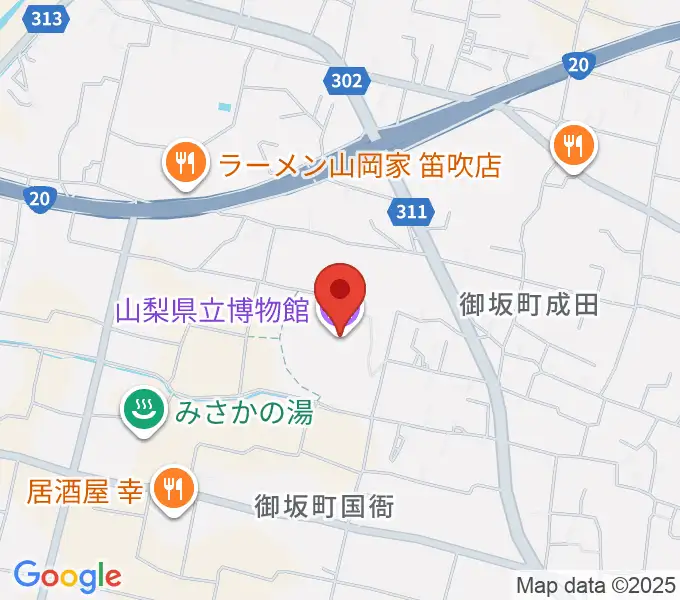 山梨県立博物館 かいじあむの地図