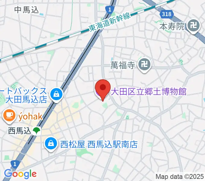 大田区立郷土博物館の地図