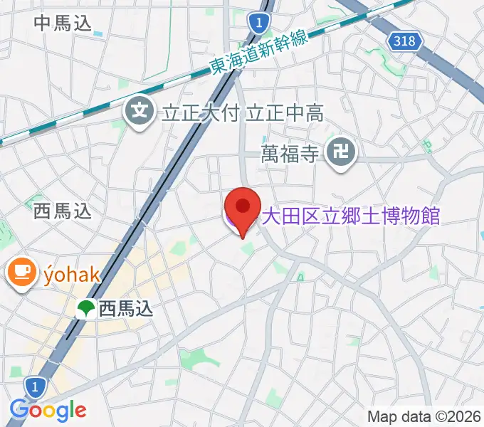 大田区立郷土博物館の地図