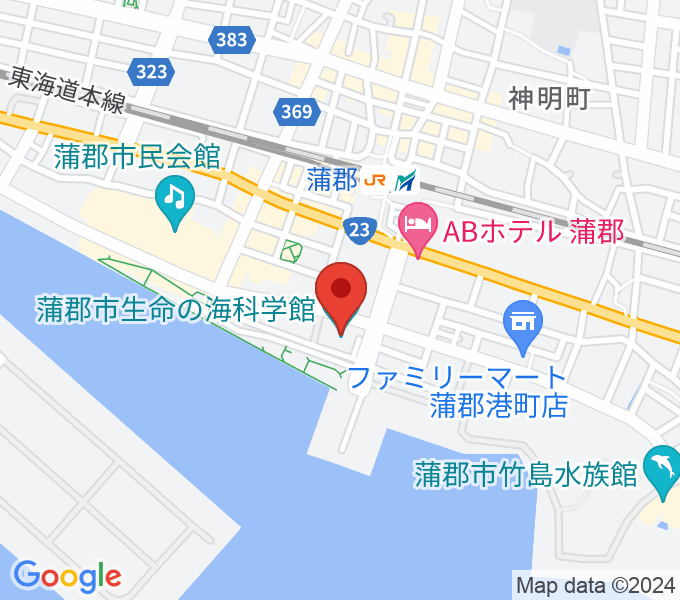 蒲郡市生命の海科学館の地図