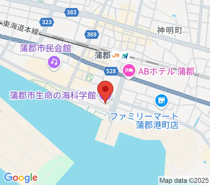 蒲郡市生命の海科学館の地図
