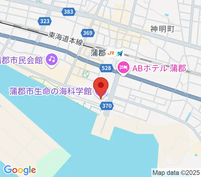 蒲郡市生命の海科学館の地図