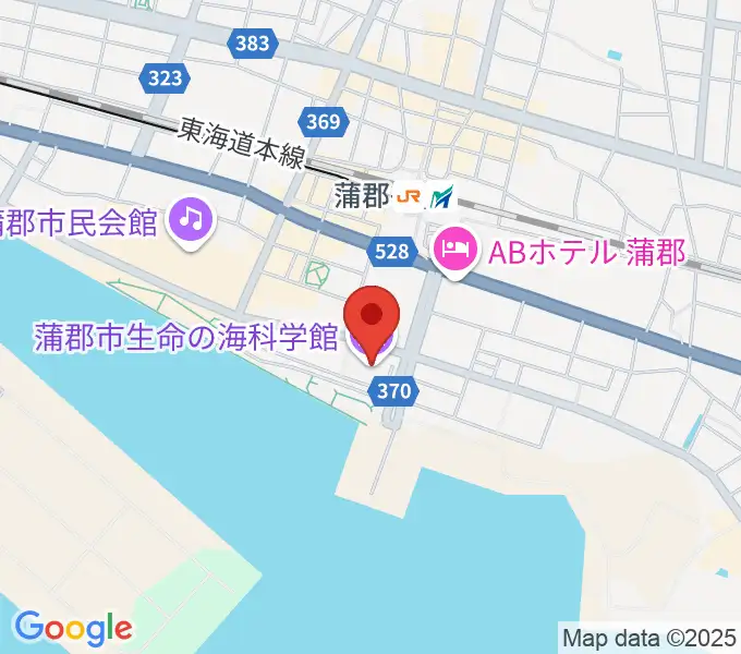 蒲郡市生命の海科学館の地図