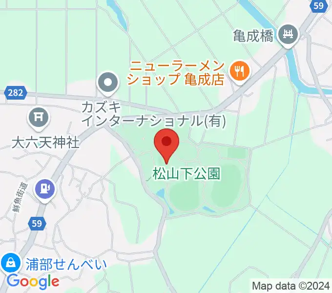 松山下公園総合体育館の地図