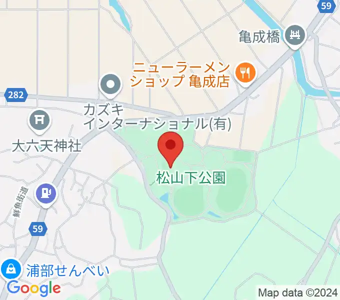 松山下公園総合体育館の地図