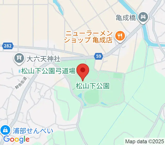 松山下公園総合体育館の地図