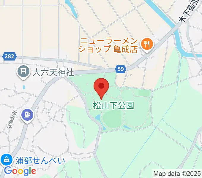 松山下公園総合体育館の地図