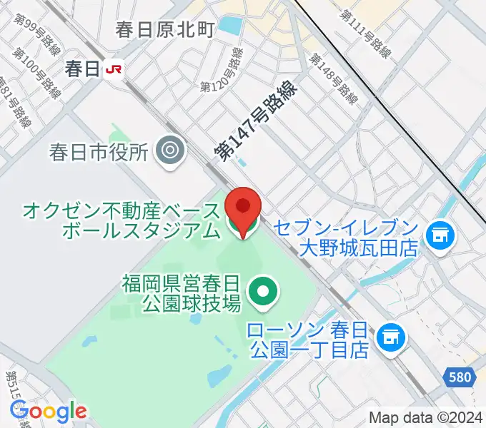 オクゼン不動産ベースボールスタジアムの地図