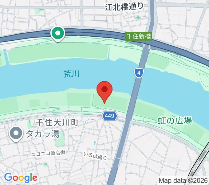 荒川河川敷運動公園野球場の地図