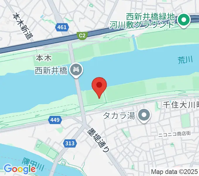 西新井橋野球場の地図
