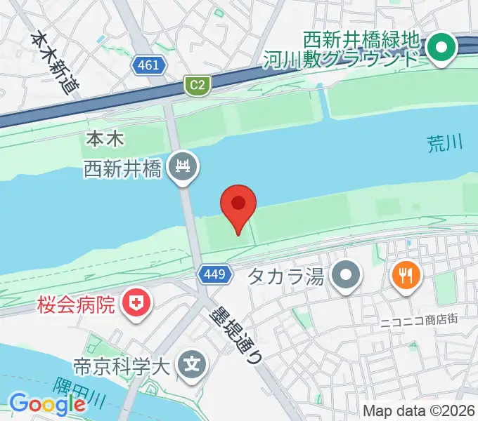 西新井橋野球場の地図