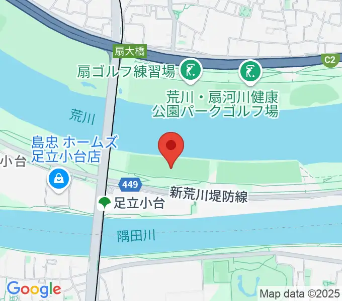 荒川区少年運動場野球場の地図