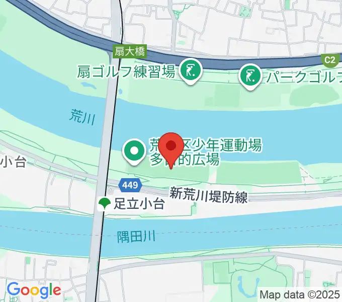 荒川区少年運動場野球場の地図