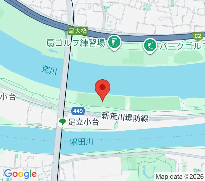 荒川区少年運動場野球場の地図