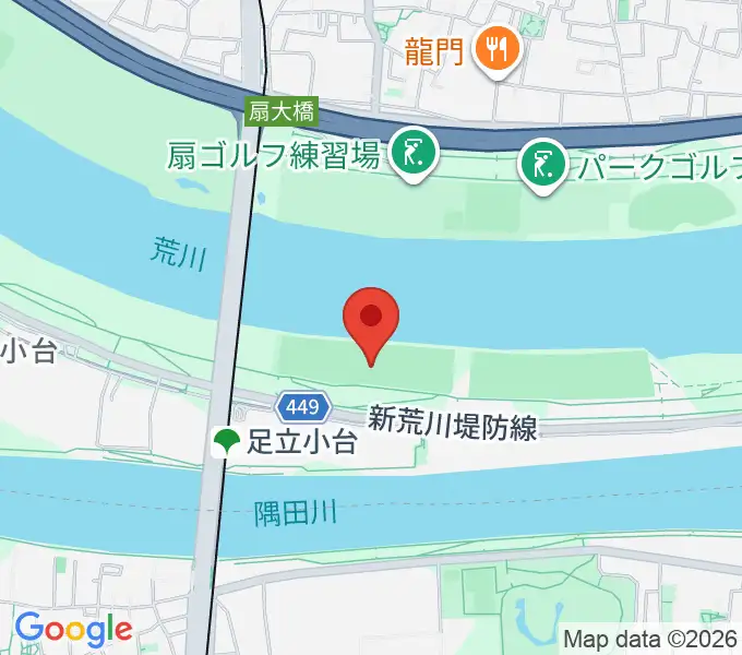 荒川区少年運動場野球場の地図