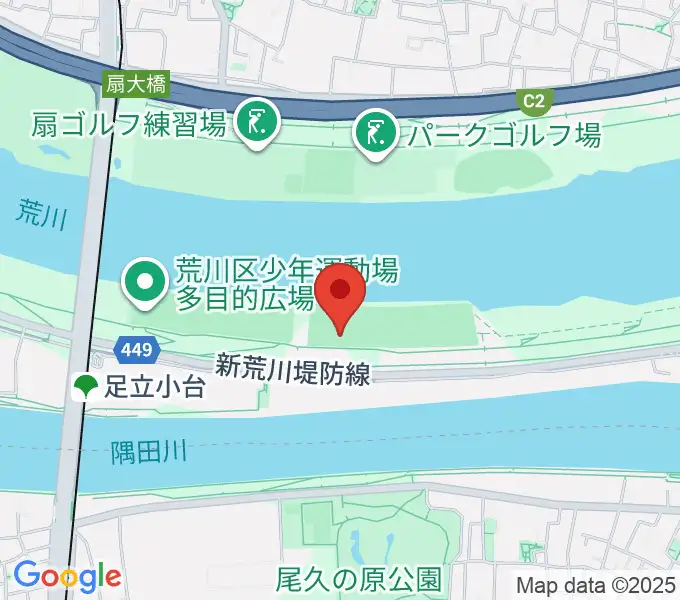 荒川区少年運動場サッカー場の地図