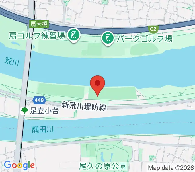 荒川区少年運動場サッカー場の地図
