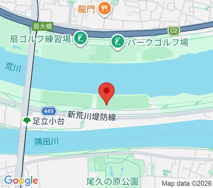荒川区少年運動場サッカー場の地図