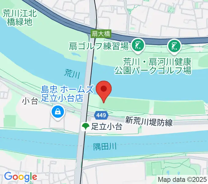 荒川区少年運動場多目的広場の地図