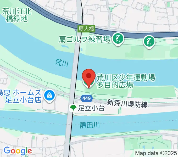 荒川区少年運動場多目的広場の地図