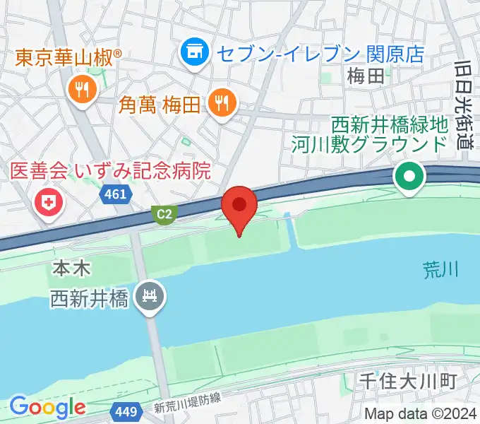 西新井橋緑地球技場の地図