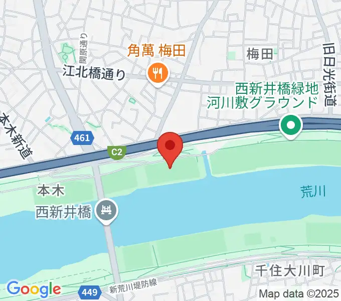 西新井橋緑地球技場の地図