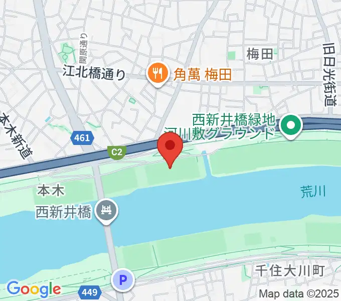 西新井橋緑地球技場の地図