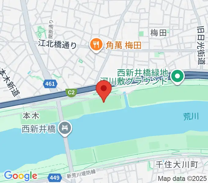 西新井橋緑地球技場の地図