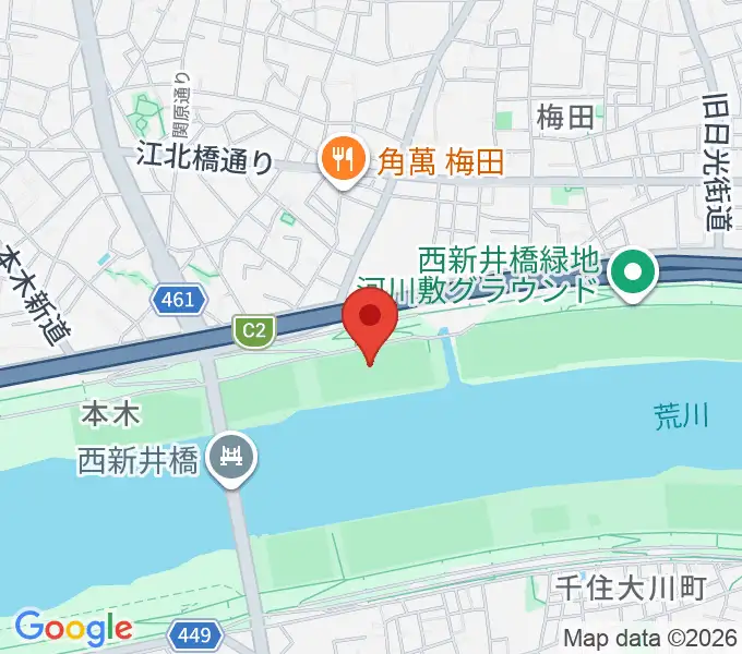 西新井橋緑地球技場の地図