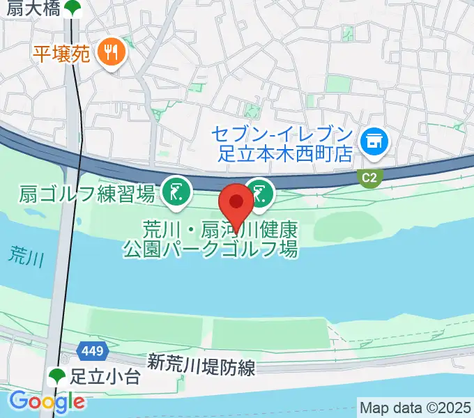 荒川・扇河川健康公園軟式野球場の地図