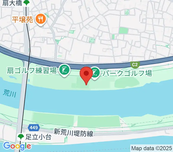 荒川・扇河川健康公園軟式野球場の地図