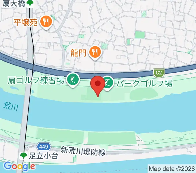 荒川・扇河川健康公園軟式野球場の地図