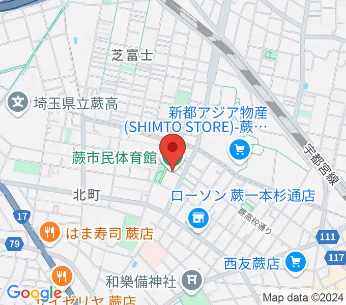 蕨市民体育館の地図