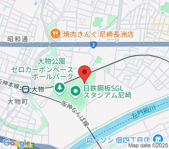 小田南公園軟式野球場の地図