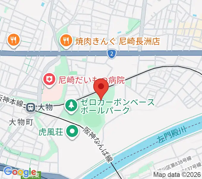 小田南公園軟式野球場の地図