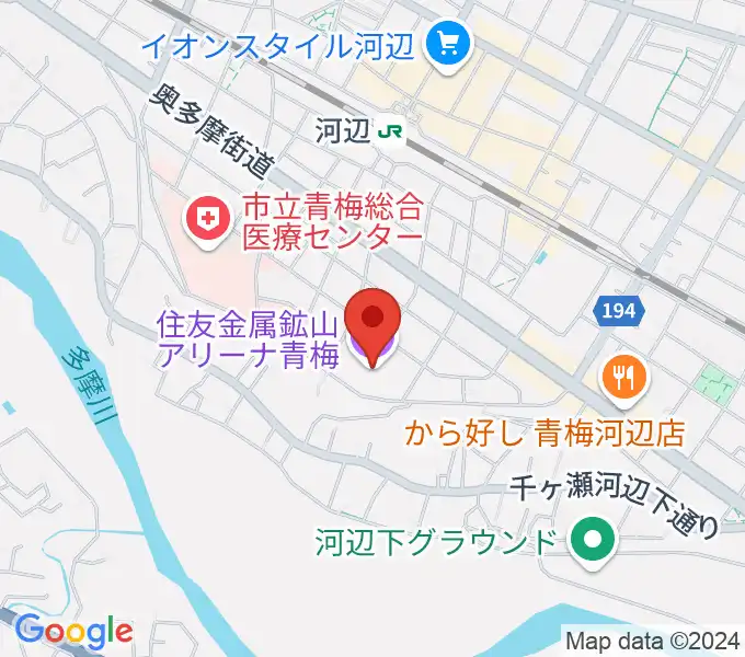 住友金属鉱山アリーナ青梅の地図