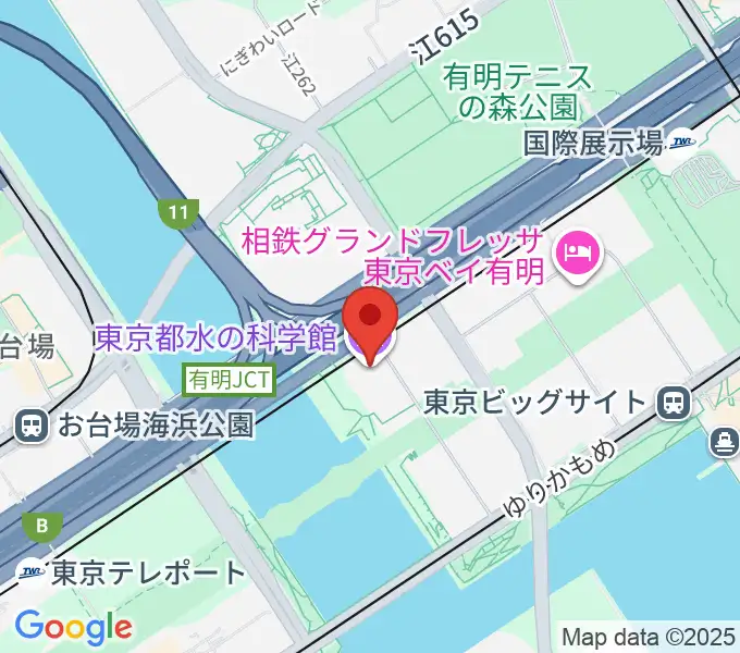 東京都水の科学館の地図