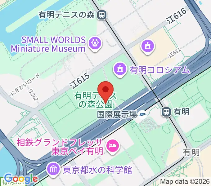 有明テニスの森公園ショーコートの地図