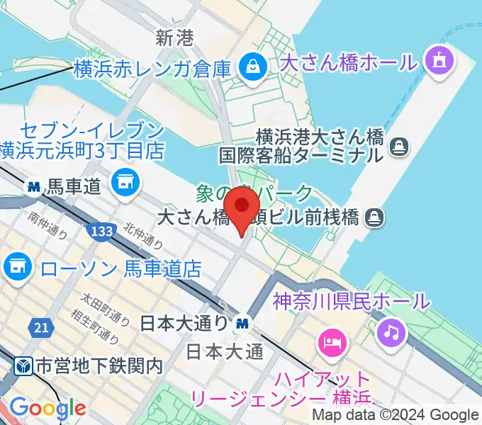 横浜税関資料展示室クイーンのひろばの地図