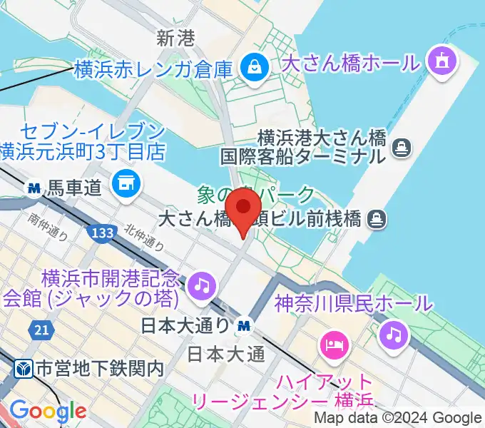 横浜税関資料展示室クイーンのひろばの地図