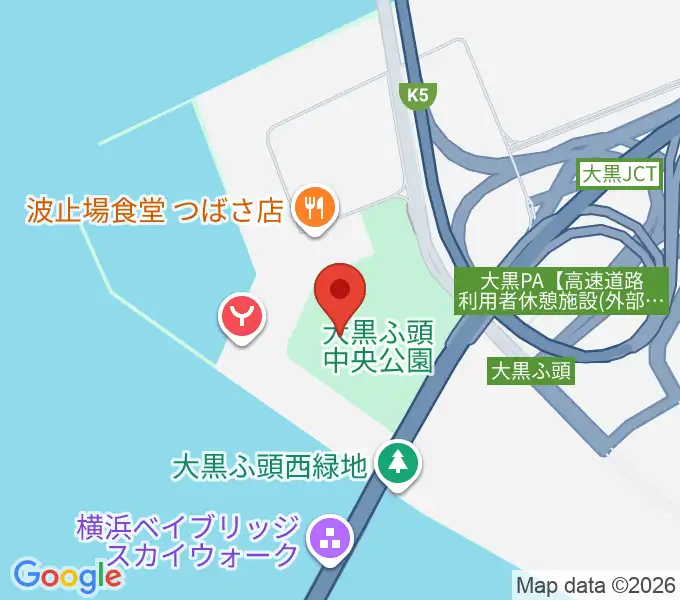 大黒ふ頭中央公園野球場の地図