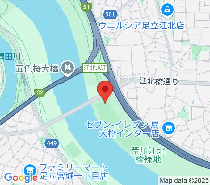 江北橋緑地左岸野球場の地図