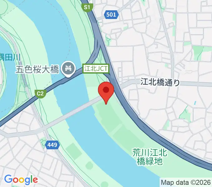 江北橋緑地左岸野球場の地図