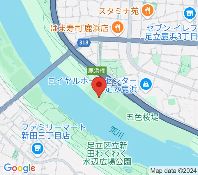 鹿浜橋緑地野球場の地図