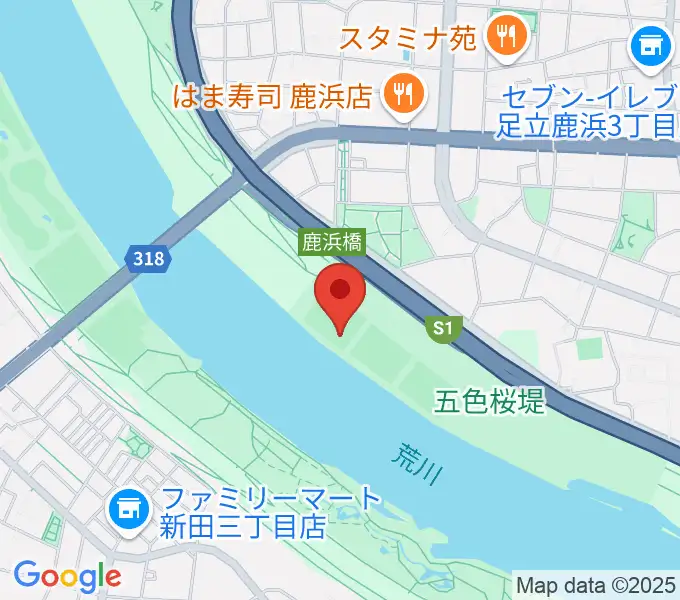 鹿浜橋緑地野球場の地図
