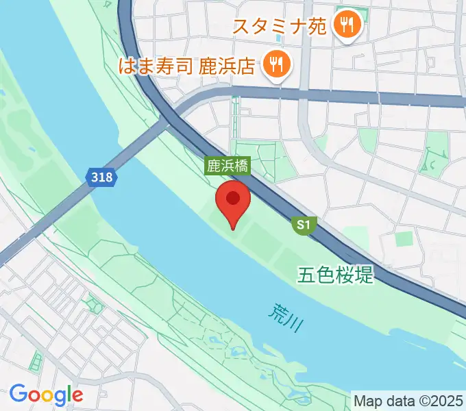 鹿浜橋緑地野球場の地図