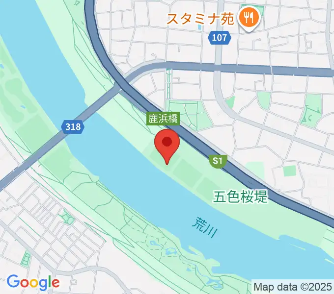 鹿浜橋緑地野球場の地図