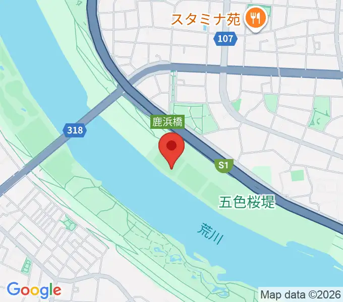 鹿浜橋緑地野球場の地図