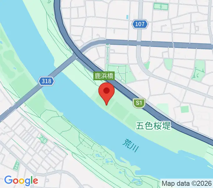 鹿浜橋緑地野球場の地図